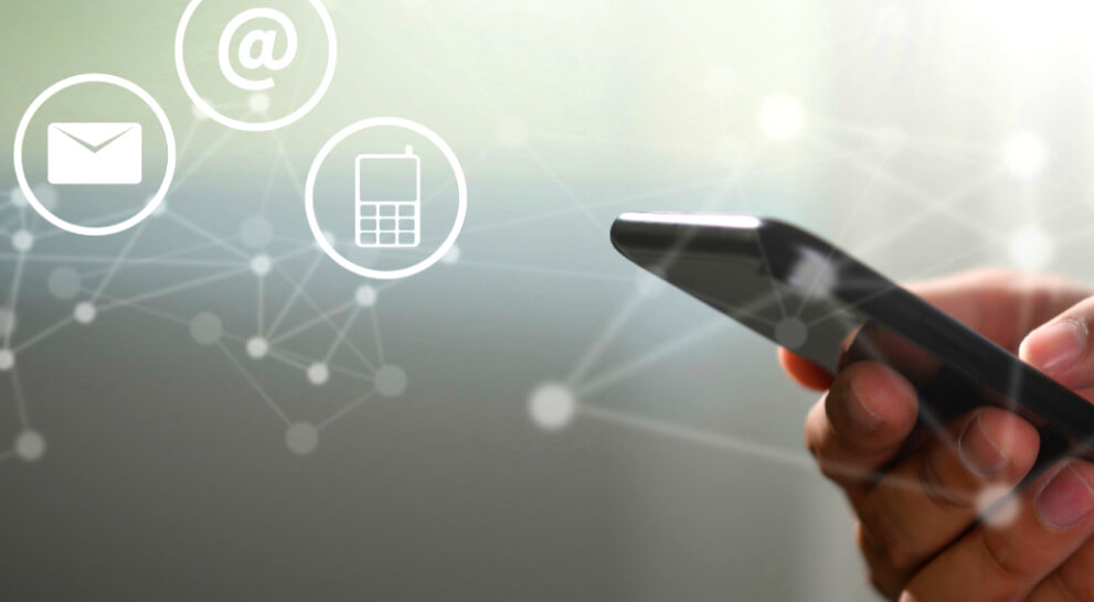 Person contacting with smartphone